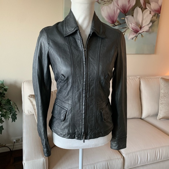 Vince Jackets & Blazers - Vince Metallic Gray Genuine Leather Moto Jacket